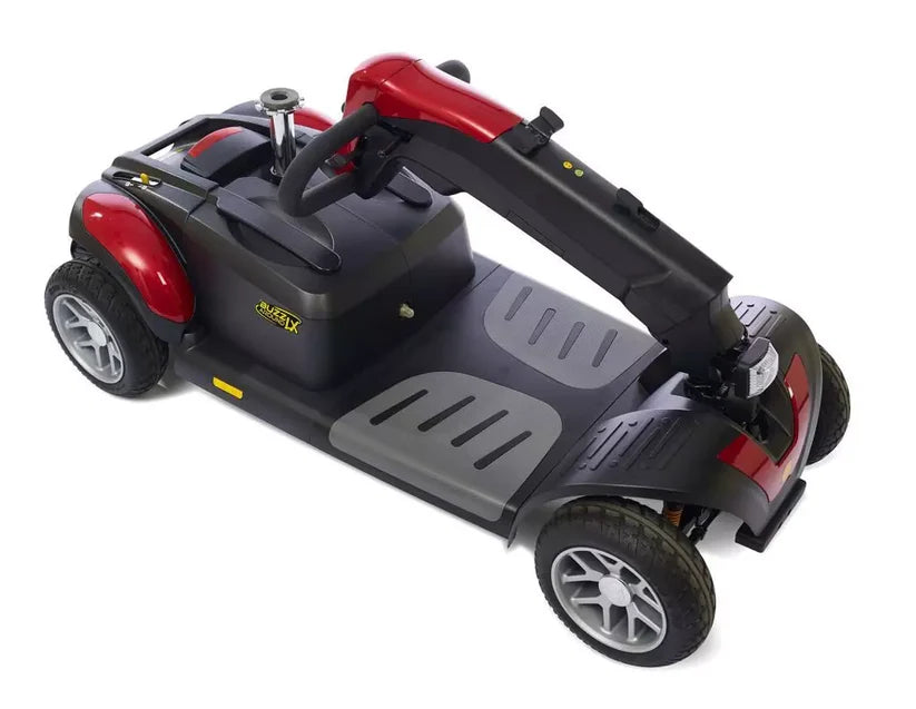 Golden Technologies Buzzaround LX Luxury 4-Wheel mobility scooter with red and black frame