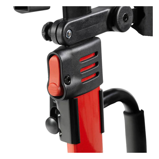 Close-up of the red locking mechanism on Drive Nitro Duet Rollator frame for secure adjustment