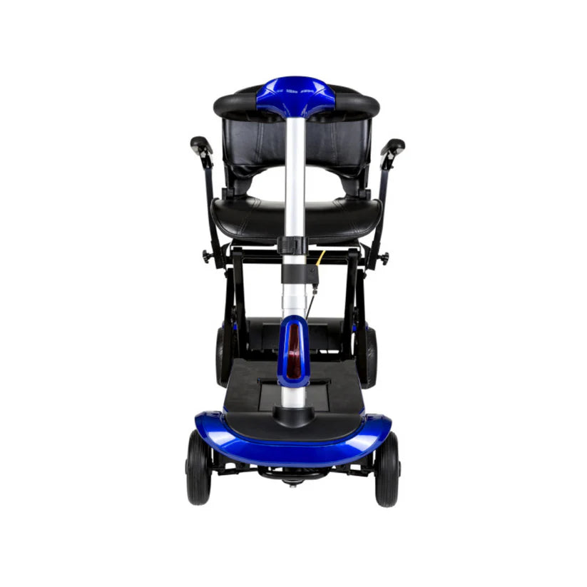 Drive Medical ZooMe Auto Flex blue mobility scooter with comfortable seat and compact design