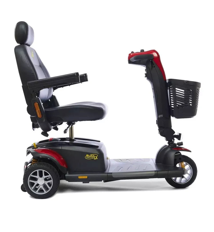 Golden Technologies Buzzaround LX Luxury 3-Wheel mobility scooter with cushioned seat and front basket